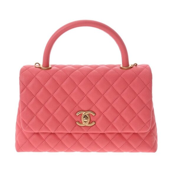 CHANEL Caviar Quilted Coco Chain Handle Flap Bag Pink Purse - Picture 4 of 12